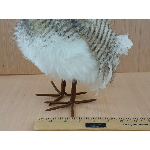 Realistic Furry Feathered Owl Figurine Large Standing Decoration 10.5 Inches - Picture 10 of 10